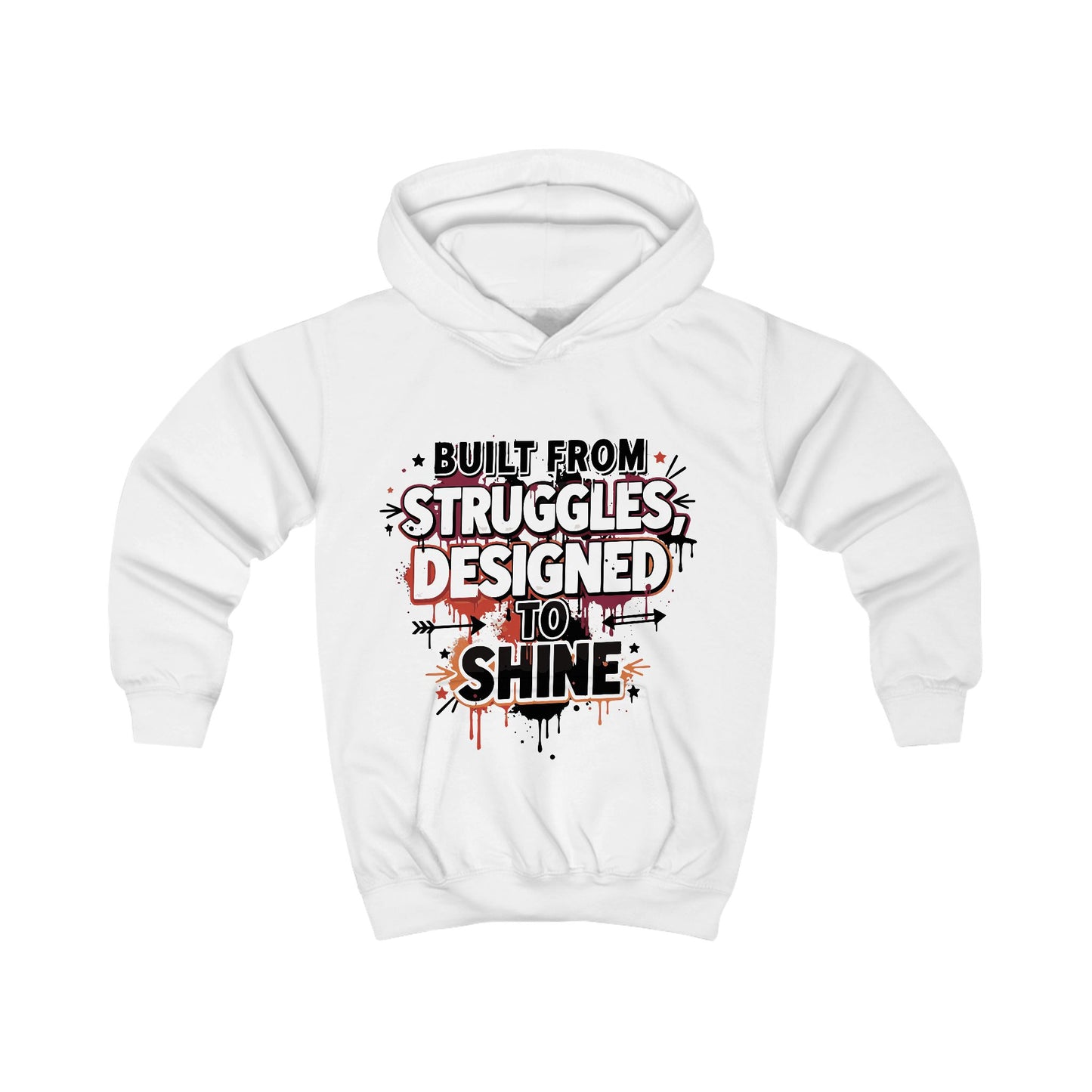 Kids Unisex Hoodie — "Built From Struggles, Designed to Shine" Inspirational Pullover