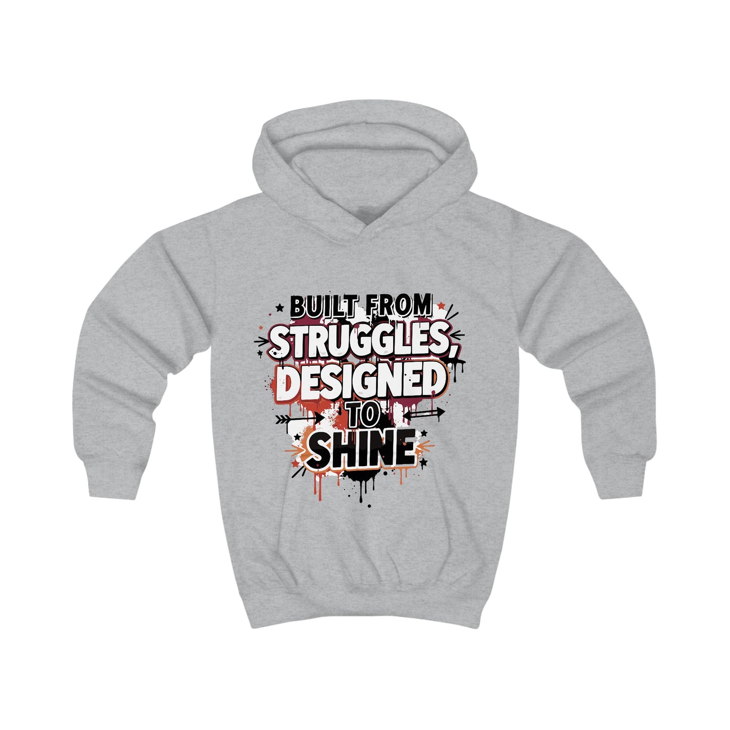 Kids Unisex Hoodie — "Built From Struggles, Designed to Shine" Inspirational Pullover