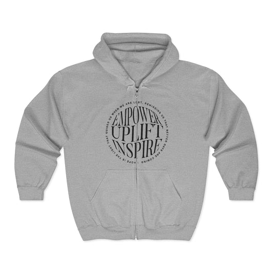 Empowering Streetwear Full Zip Hoodie — Positive Uplifting Unisex Zip-Up
